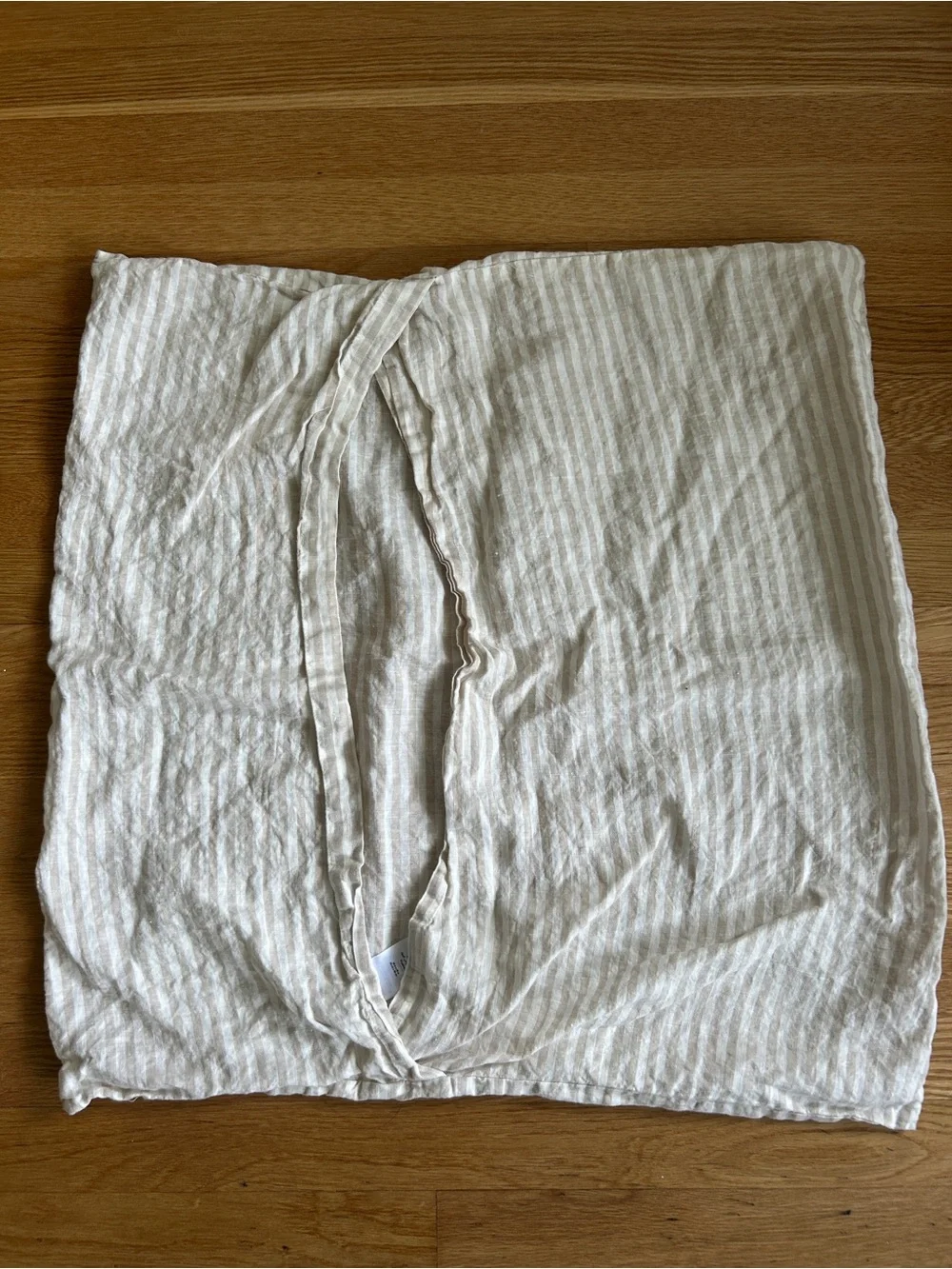 West Elm Cream and Tan Striped 100% Linen Pillow Cover 26x26